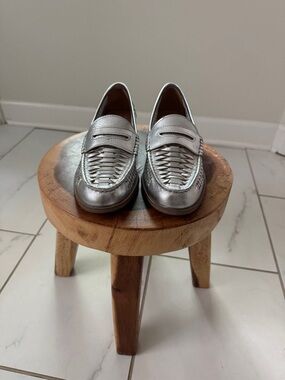Vince Camuto Silver Metallic Woven Loafers